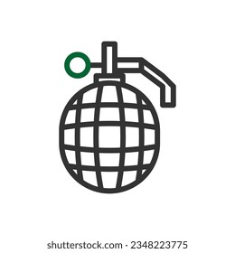 Grenade icon duocolor grey green colour military vector army element and symbol perfect.