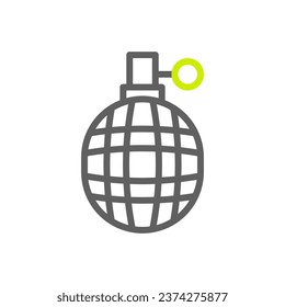 Grenade icon duocolor grey vibrant green colour military vector army element and symbol perfect.
