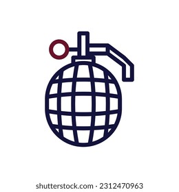 Icono de la granada duocolor maroon color de la marina vector militar elemento del ejército y símbolo perfecto.