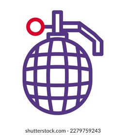 icono de granada estilo duocolor color púrpura rojo ilustración militar vector elemento ejército y símbolo perfecto. Signo de icono de la colección moderna para la web.