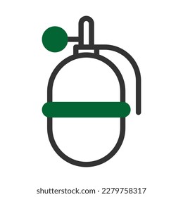 icono de granada duotone estilo gris color verde ilustración militar vector elemento ejército y símbolo perfecto. Signo de icono de la colección moderna para la web.