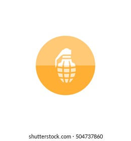 Grenade icon in flat color circle style. Military army explosive fragmented attack throw