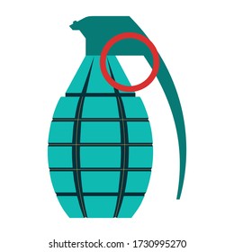 Icono de granada, estilo de color plano. Lanzamiento de ataque fragmentado con explosivos del ejército militar