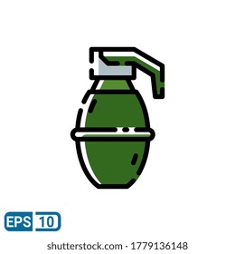 grenade icon isolated on white background. vector illustration in filled line style. EPS 10