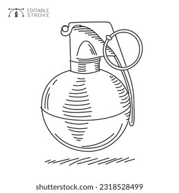 Grenade icon. Line Art.Editable stroke