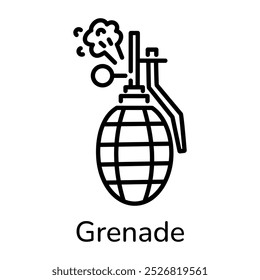 Ícone de granada em estilo de linha 