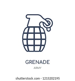 Grenade icon. Grenade linear symbol design from Army collection.