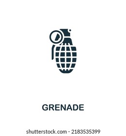 Granatsymbol. Monochrome einfache Linien-Weapon-Symbol für Vorlagen, Webdesign und Infografiken