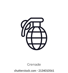 Grenade icon. Outline style icon design isolated on white background