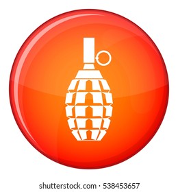 Grenade icon in red circle isolated on white background vector illustration