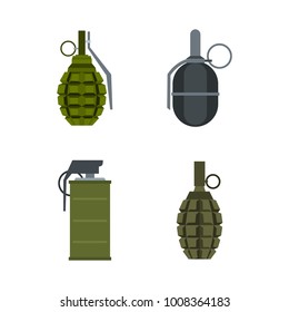 Grenade Icon Set Flat Set Grenade Stock Vector (Royalty Free ...