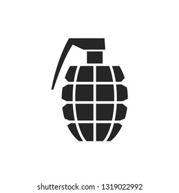 Grenade icon in thick outline style. Black and white monochrome vector illustration.
