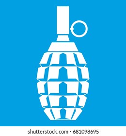 Grenade icon white isolated on blue background vector illustration