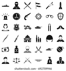 Grenade icons set. Simple style of 36 grenade vector icons for web isolated on white background
