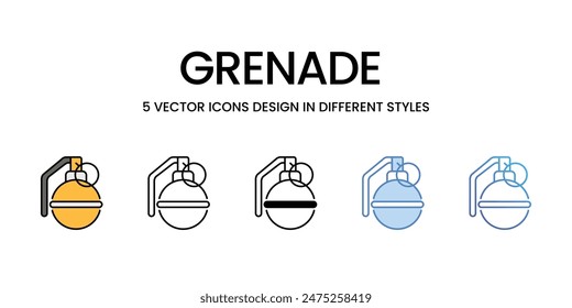 Grenade icons vector set stock illustration.