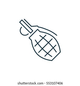 Grenade isolated line icon on white background, weapon