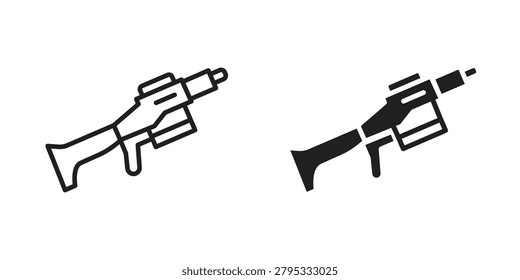 Grenade Launcher icon design. Editable outlined stroke and solid symbols