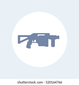 grenade launcher icon isolated on white, assault firearm