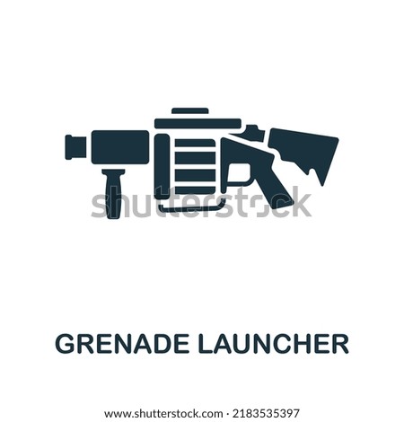Grenade Launcher icon. Monochrome simple line Weapon icon for templates, web design and infographics