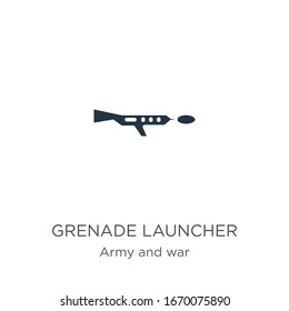 Vektorillustration des Grenade-Launchers Trendy flach grenade Startsymbol aus Armee und Kriegskollektion einzeln auf weißem Hintergrund. Vektorillustration-Illustration kann für Web- und Mobile-Grafikdesign, Logo, 