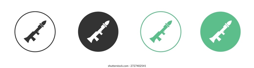 Conjunto de conceito de ícones do Grenade Launcher. Ilustrações de vetor de glifo