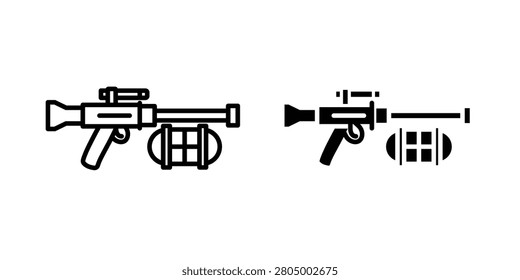 Grenade Launcher icons in different styles. Simple icon design