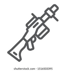 Grenade launcher line icon, weapon and rocket, bazooka sign, vector graphics, a linear pattern on a white background, eps 10.