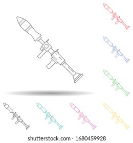 Grenade launcher multi color set icon. Simple thin line, outline vector of army icons for ui and ux, website or mobile application