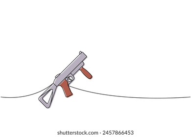 Granatwerfer, eine Linie farbig durchgehende Zeichnung. Verschiedene moderne Waffen kontinuierliche eine Linie Illustration. Lineare Darstellung der Vektorgrafik.