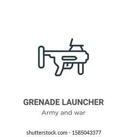 Grenade launcher outline vector icon. Thin line black grenade launcher icon, flat vector simple element illustration from editable army and war concept isolated on white background