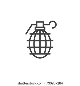 Grenade line icon, outline vector sign, linear style pictogram isolated on white. Frag symbol, logo illustration. Editable stroke
