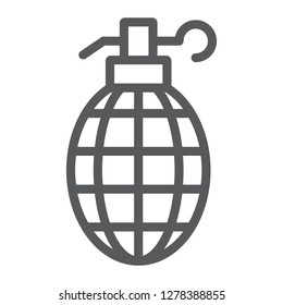 Grenade line icon, weapon and army, bomb sign, vector graphics, a linear pattern on a white background, eps 10.