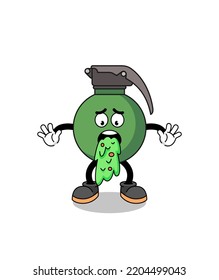 grenade mascot cartoon vomiting , character design