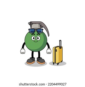 grenade mascot doing vacation , character design