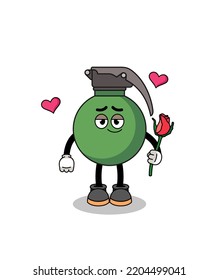 grenade mascot falling in love , character design