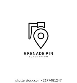 grenade pin logo line art minimalist symbol icon logo vector illustration design premium vector