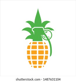 Grenade And Pineapple Icon. Vector Logo.