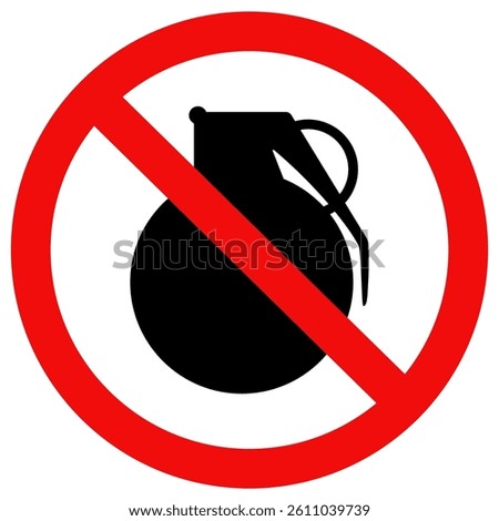 Grenade prohibited icon. No Bomb symbol. No grenade icon.  Vector illustration design