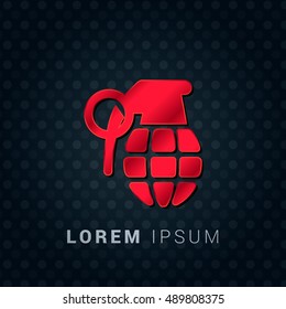 Grenade Red chromium precious metallic 3D Icon / Logo Design