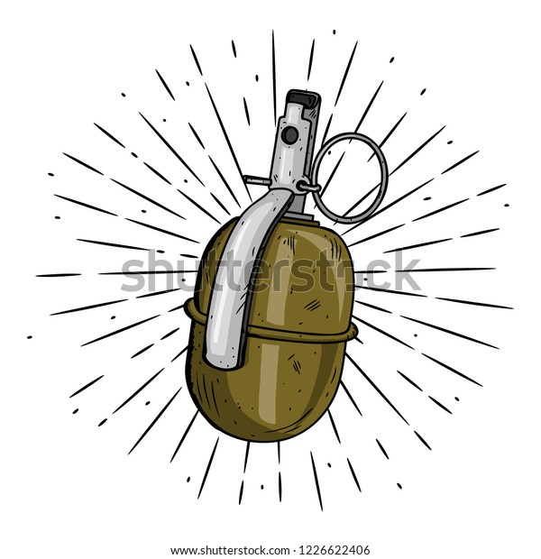 Grenade Vector Illustration Grenade Divergent Rays Stock Vector