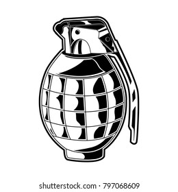 Grenade Vector Illustration in Monochrome Style