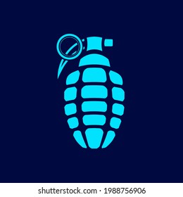 Grenade war line pop art potrait logo colorful design with dark background. Abstract vector illustration. Isolated black background for t-shirt, poster, clothing, merch, apparel, badge design