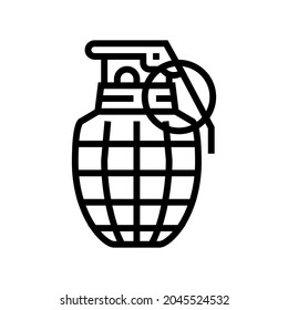 grenade War-Waffe-Linie Symbol Vektorgrafik. Granate-Kriegswaffenzeichen. isoliertes Kontursymbol