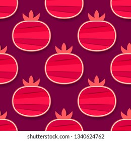 Grenades seamless pattern. Background of red grenades. Vector illustration. Pomegranate background.