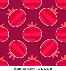 Grenades seamless pattern. Background of red grenades. Vector illustration. Pomegranate background.