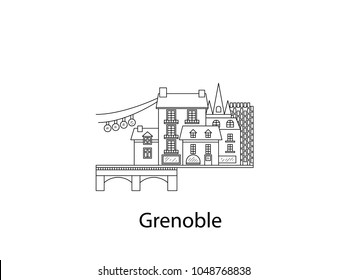 Grenoble. City icon in lines. The vector in the flat.
