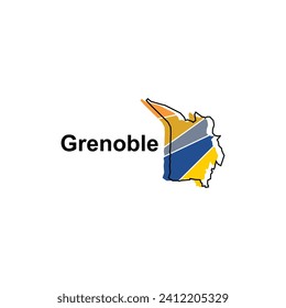 Grenoble City Map Vector isolated illustration of simplified administrative, map of France Country design template