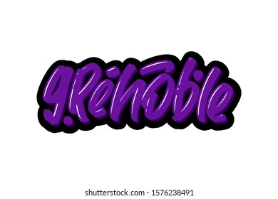 Grenoble, France city hand drawn modern brush lettering. Vector illustration logo text for webpage, print and advertising