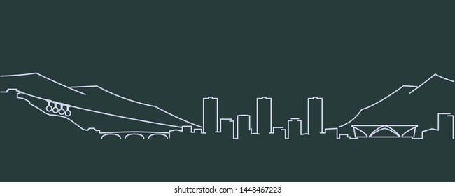 Grenoble Single Line Skyline Profile