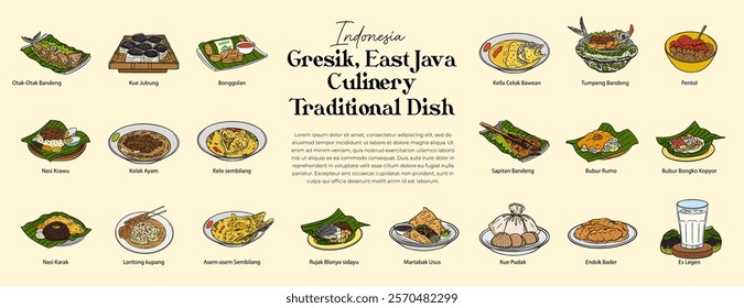 Gresik Culinary Traditional Dish vector illustration